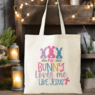 No Bunny Loves Me Like Jesus Colourful Christian Tote Bag