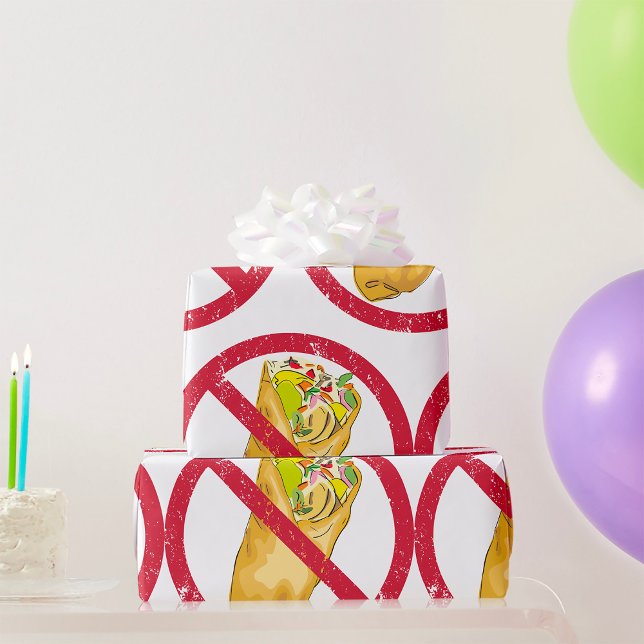 No Burritos Allowed Sign Humourous Food Ban  Wrapping Paper (Creator Uploaded)