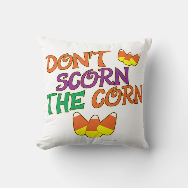 No Candy Corn Scorn Halloween Motto Cushion (Front)