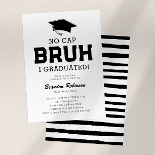 No Cap Bruh Graduation Party Invitation