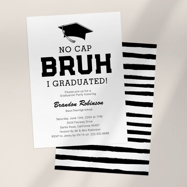 No Cap Bruh Graduation Party Invitation (Creator Uploaded)