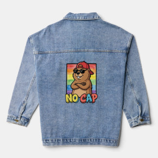 No Cap Capybara – Funny Capybara Meme Streetwear  Denim Jacket