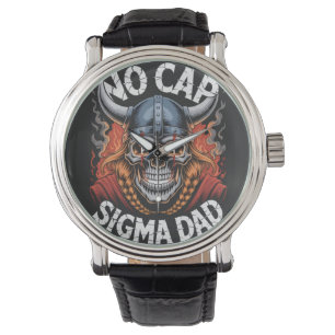 No Cap Sigma Dad Viking Skull Tee for Fathers Watch