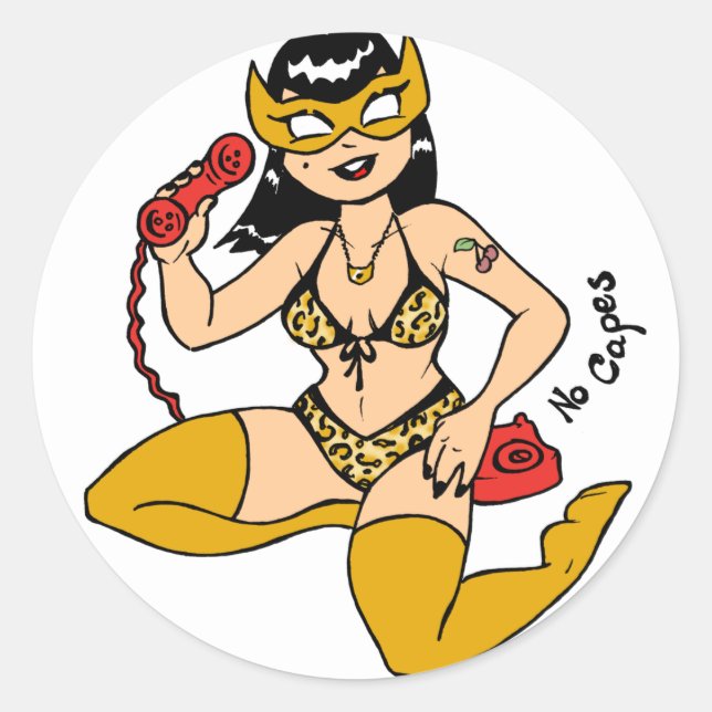 No Capes III Superheroine Pin-Up Stickers (Front)
