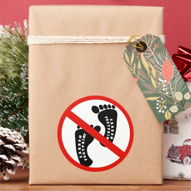 No Carbon FootPrint Classic Round Sticker (Holiday)