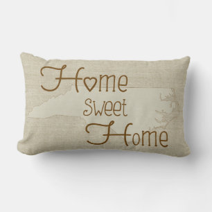 No Carolina - Home Sweet Home burlap-look w/name Lumbar Cushion