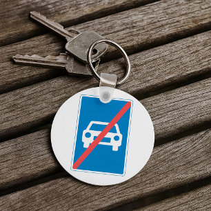 No Cars Sign Key Ring