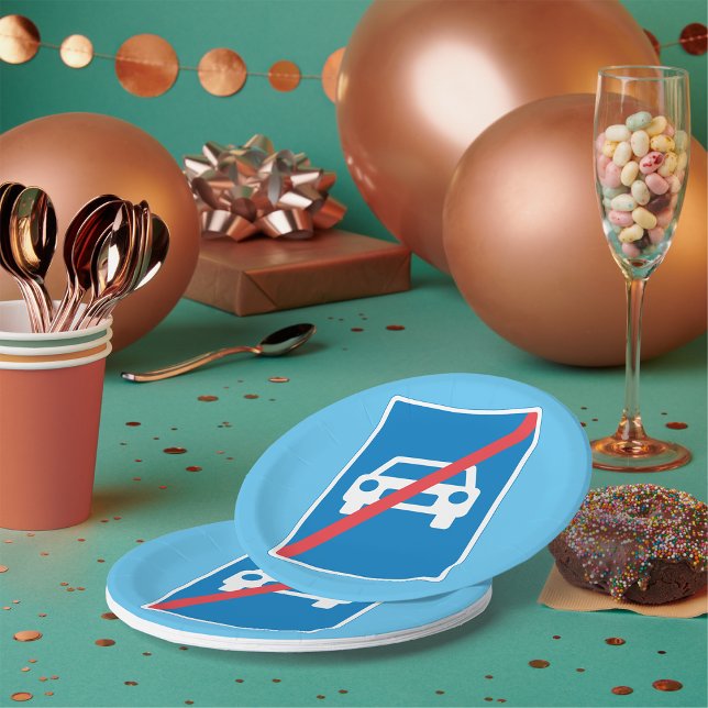 No Cars Sign Paper Plate (Creator Uploaded)