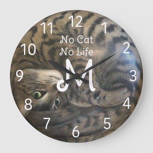 No Cat No Life Large Clock (Front)