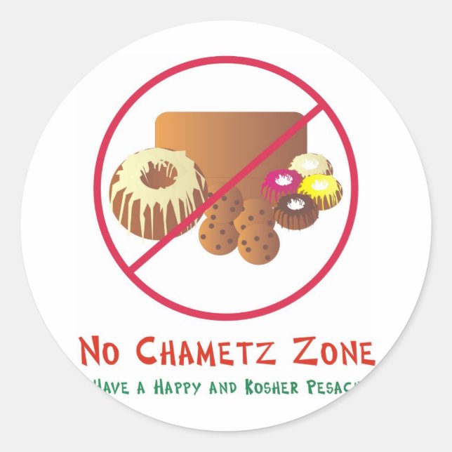 No Chametz Zone Classic Round Sticker (Front)