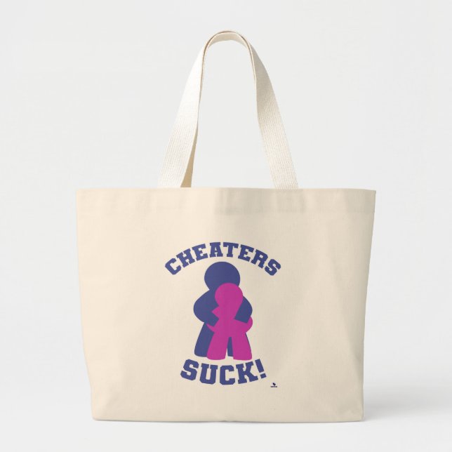 No Cheaters Board Game Meme Humour Design Large Tote Bag (Front)
