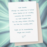 No Children Wedding or Reception Wording