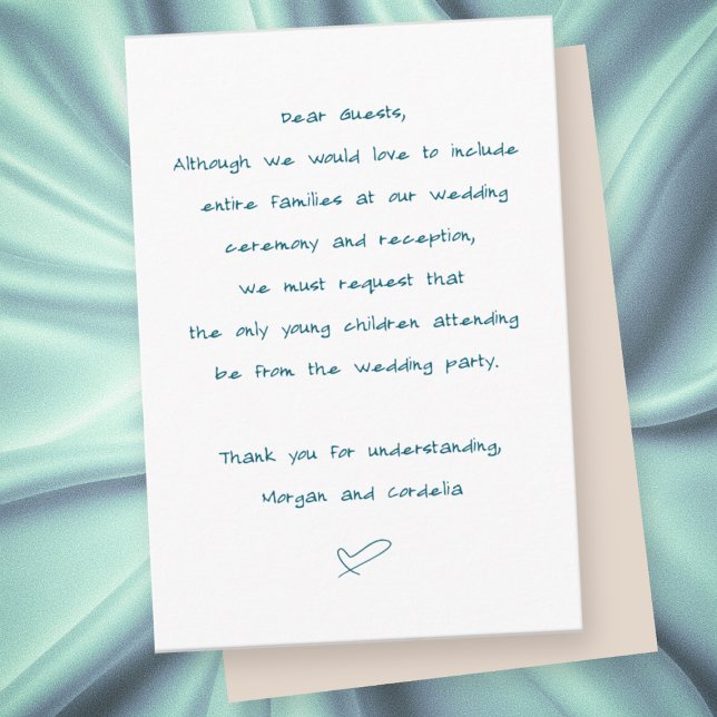 No Children Wedding or Reception Wording Enclosure Card (Creator Uploaded)