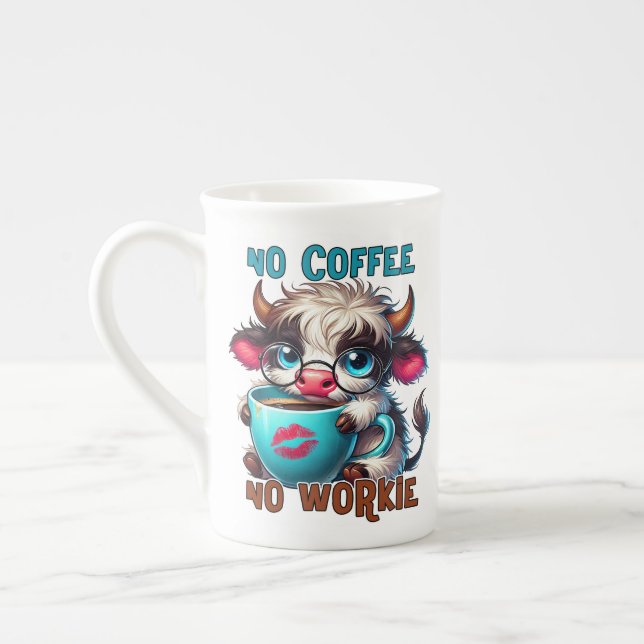 No Coffee No Workie  Bone China Mug (Left)