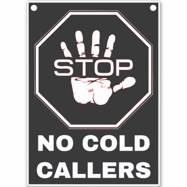 No Cold Callers (Stop Calls & Junk Mail) Black  (Front)