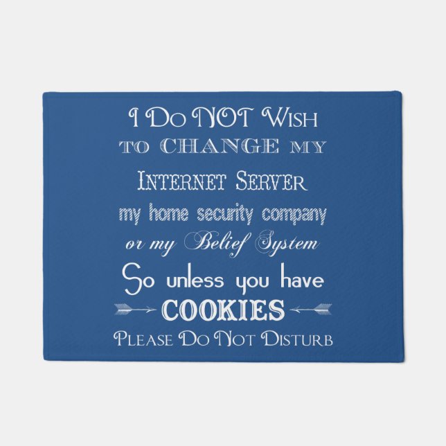 No Cookies, Do Not Disturb Blue Doormat (Front)