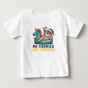 No Cookies Just Cocktails Santa Summer Christmas  Baby T-Shirt