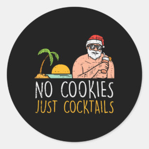No Cookies Just Tails Santa Beach Christmas In Jul Classic Round Sticker