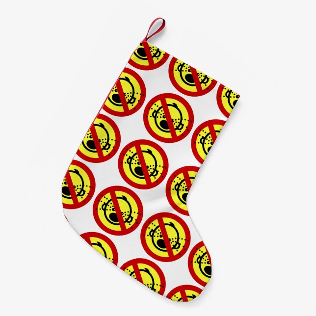 NO Cry Babies ⚠ Thai Airport Sign ⚠ Small Christmas Stocking (Front (Hanging))