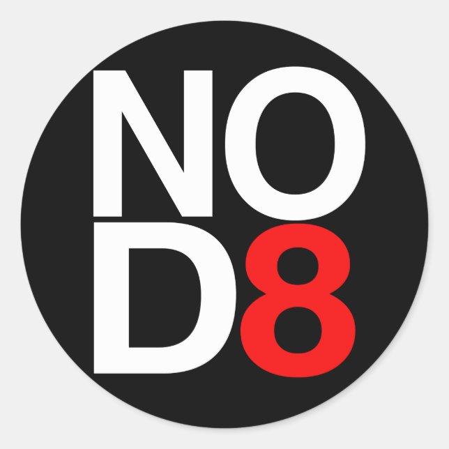 NO D8 CLASSIC ROUND STICKER (Front)