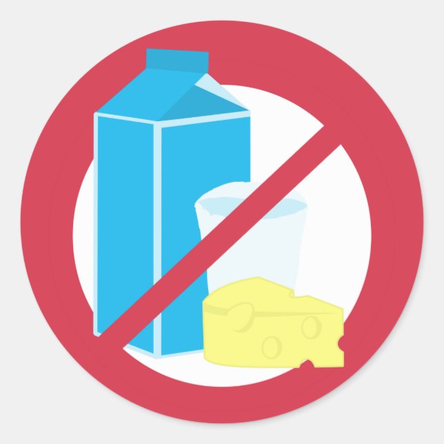 No Dairy Symbol Dairy Free Allergy Warning Classic Round Sticker (Front)