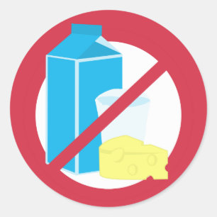 No Dairy Symbol Dairy Free Allergy Warning Classic Round Sticker
