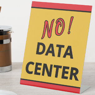 NO DATA CENTER Red and Black Text on Gold Pedestal Sign