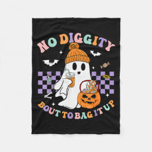 No Diggity Bout To Bag It Up Cute Ghost Halloween Fleece Blanket
