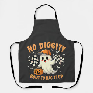 No Diggity Bout to Bag It Up Halloween Ghost Apron