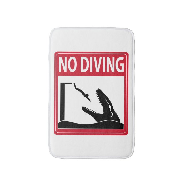 No Diving (Mosasaurus) Bath Mat (Front Vertical)