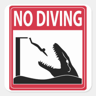 No Diving (Mosasaurus) Square Sticker