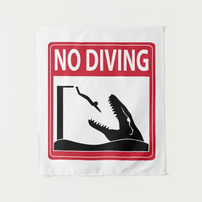 No Diving (Mosasaurus) Tapestry (Front)