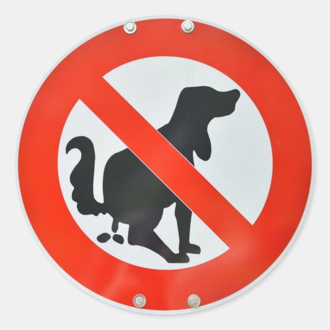 No Dog Poop Poo Sign Classic Round Sticker (Front)