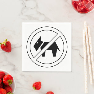 No Dogs Allowed Bold Black and White Symbol Napkin