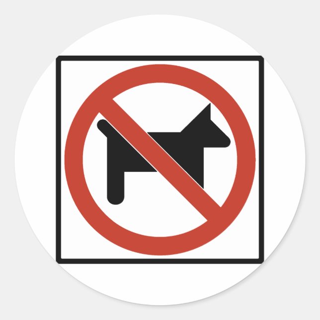 No Dogs Allowed / No Pets Highway Sign Classic Round Sticker (Front)