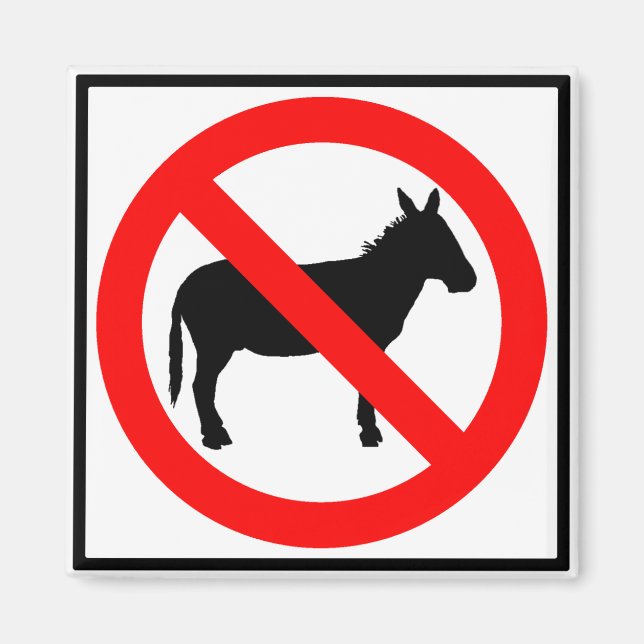No Donkeys Highway Sign Magnet (Front)
