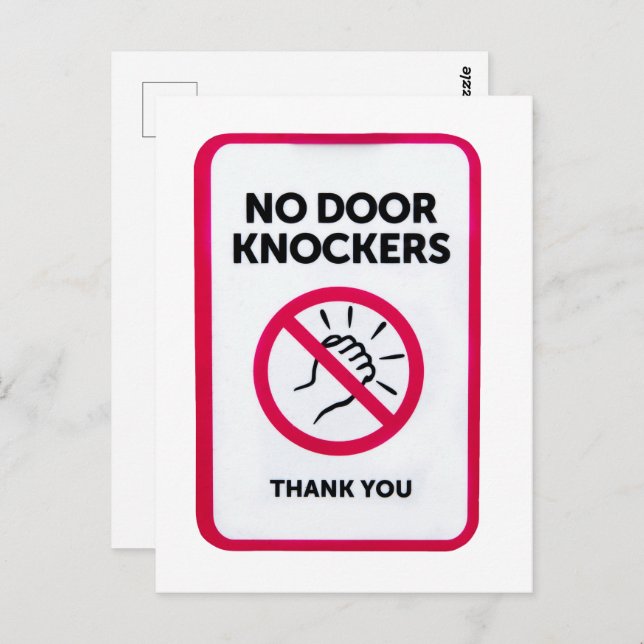 No door knockers sign postcard (Front/Back)