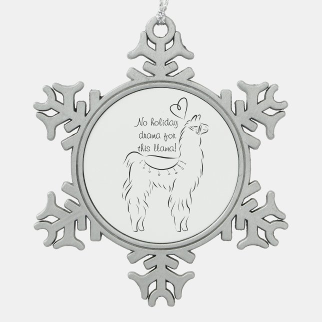 No Drama for this llama Snowflake Pewter Christmas Ornament (Front)