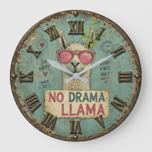 No Drama Funny Llama Cute Boho Nursery Large Clock