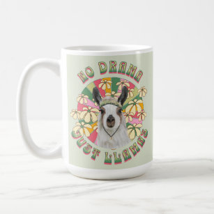 No Drama Just Llamas - Cute Groovy Boho Llama Coffee Mug