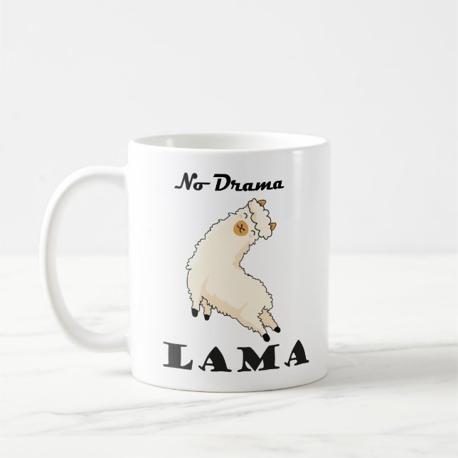 No Drama Lama funny coffee cup (Left)