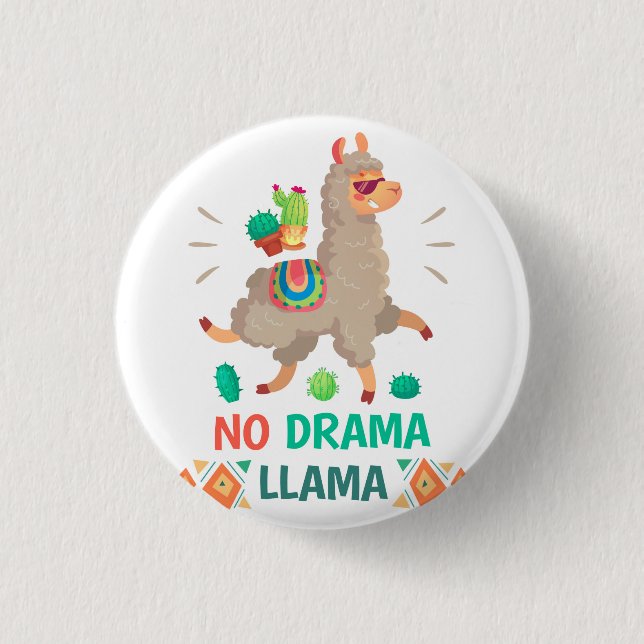 No Drama Llama 3 Cm Round Badge (Front)