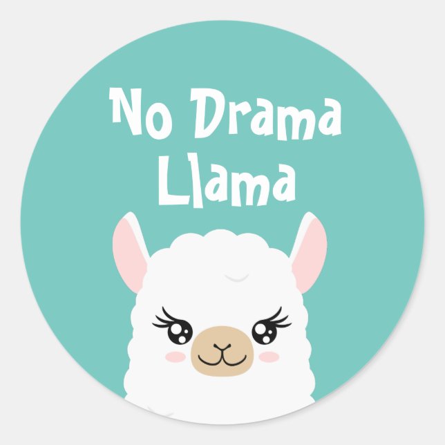 No Drama Llama Classic Round Sticker (Front)