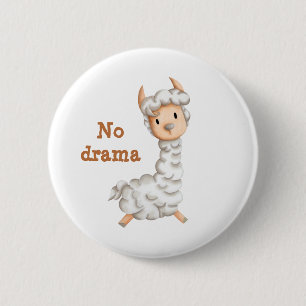 No drama llama cute personalised 6 cm round badge