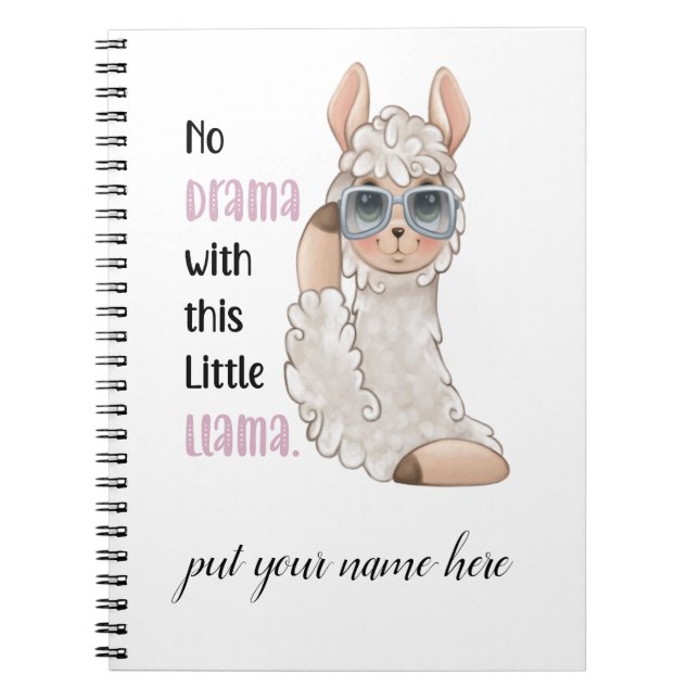 No Drama Llama Editable Notebook (Front)