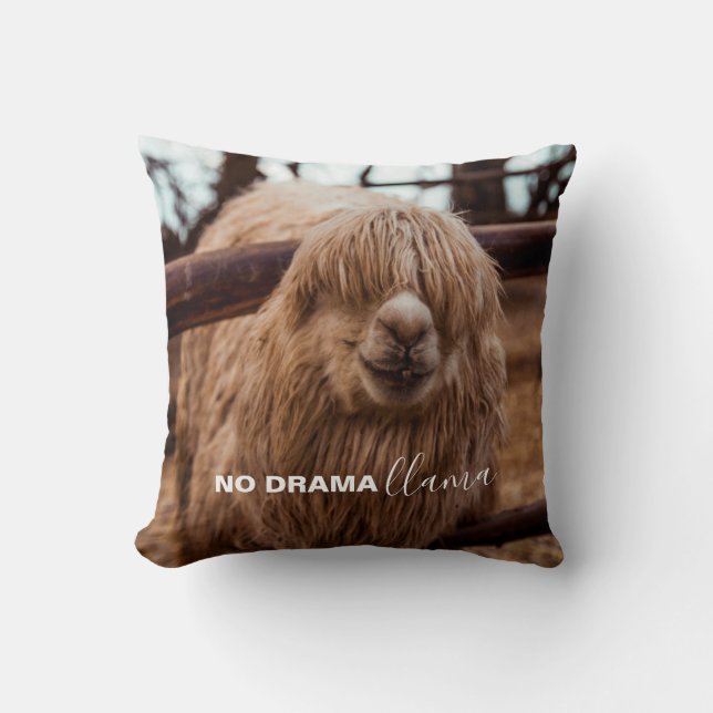 No Drama Llama Silly Alpaca Photo Cushion (Front)