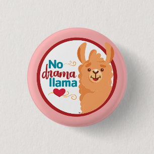 No Drama Llama (Warm) Pink 3 Cm Round Badge