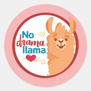 No Drama Llama (Warm) Pink Classic Round Sticker