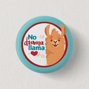 No Drama Llama (Warm) Teal 3 Cm Round Badge