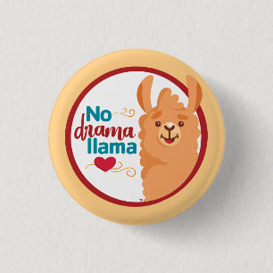 No Drama Llama (Warm) Yellow 3 Cm Round Badge
